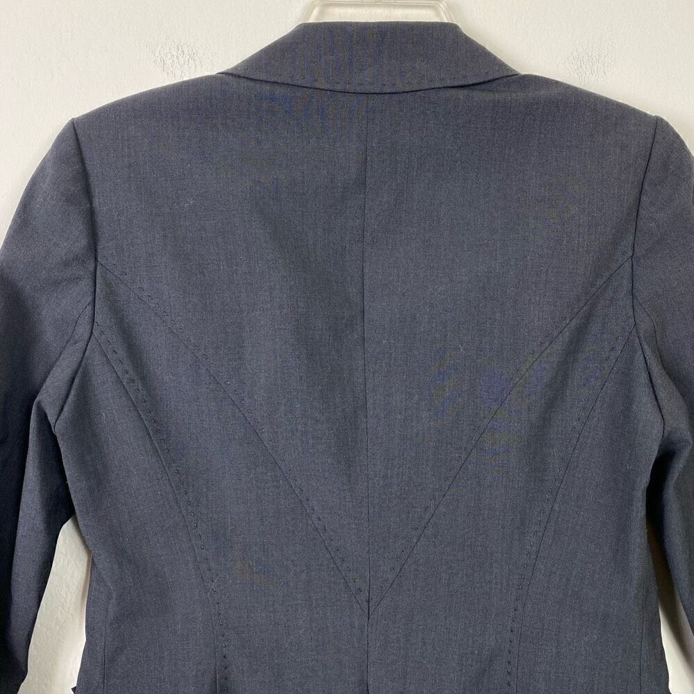 Rebecca Taylor Charcoal Grey Bow Accent Single Breasted Blazer Jacket Size 6 - Picture 3 of 6